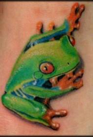 Cute green frog tattoo pattern