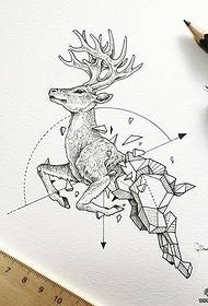 ຫນັງສືໃບລານຮູບແຕ້ມເລຂາຄະນິດເລຂາຄະນິດ Elk