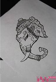 Personality Sanskrit elephant head tattoo manuscript picture