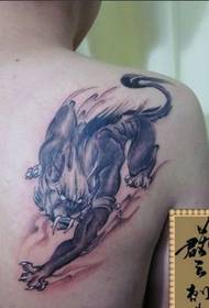 Chest black and white tattoo fierce beast