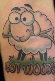 Cute cartoon lamb tattoo pattern on the grass