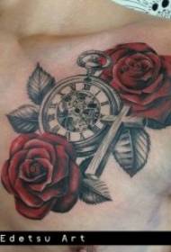 Kvetina tetovanie vzor maľoval tetovanie a čierne sivé tetovanie rastlín tetovanie kvetín na rôznych častiach tela