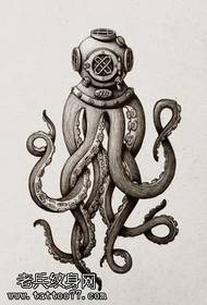 Rukopis hobotnica podmornica teleskop tetovaža uzorak