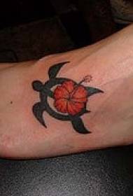 Instep color tribal turtle tattoo pattern