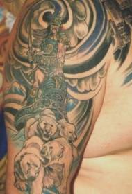 Fantastico disegno del tatuaggio della biga dell'orso polare