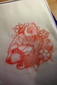 Manuscript sketch raccoon tattoo pattern