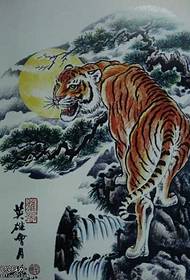 Manuscript on mountain tiger tattoo pattern