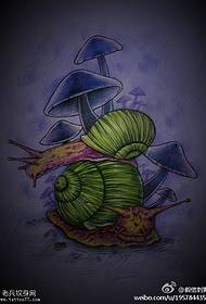 顏色個性卡通蝸牛紋身手稿圖案