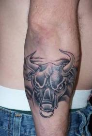 Braço levantado bravo touro preto tatuagem padrão