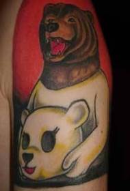 Polar bear costume with brown bear tattoo pattern