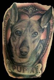 A dog portrait tattoo called a hummer