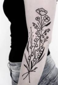 Twig Tattoos: 9 stykker af sorte og grå blomster og planter kviste