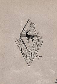 Rukopis uzorka tetovaže malog svježeg planinskog vrba o geometriji