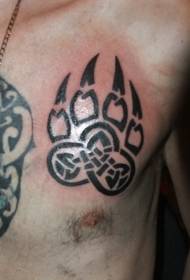 Chest celtic style bear paw print tattoo pattern