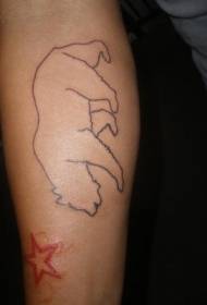 Līnijas lāču siluets un zvaigznes tetovējuma raksts