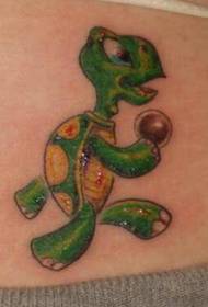 Kleurrijke cartoon schildpad tattoo patroon