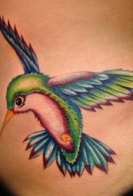 Gambar tato burung kolibri indah berwarna pinggang