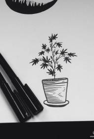 Small fresh plant potted tattoo tattoo manuscript