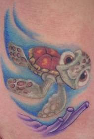 Tatuatge de tortuga petita en forma de fons marí