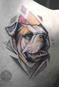 Back illustration style beautiful dog avatar tattoo pattern