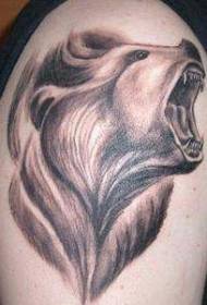 Roaring realistic bear avatar tattoo pattern