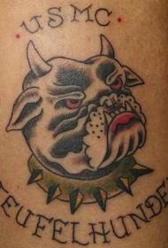 English alphabet and devil dog tattoo pattern