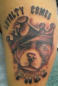 Loyal dog tattoo pattern wearing a crown