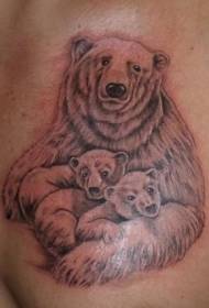Patrón de tatuaje de cachorro de oso lindo