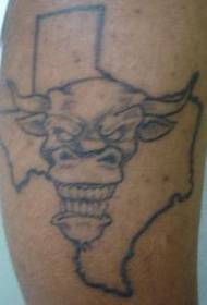 Љутити биковски облик тетоваже линије