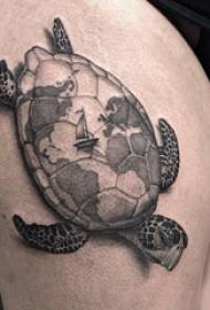 Wzór tatuażu żółwia Różnorodny wzór tatuażu linii prostej Wzór tatuażu czarnego żółwia