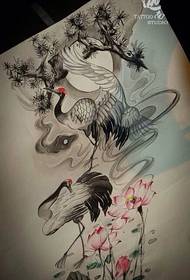 Umbala we-crane color lotus tattoo manuscript