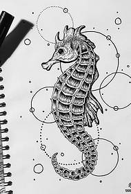 Europe and the United States exquisite hippocampus prick line tattoo manuscript