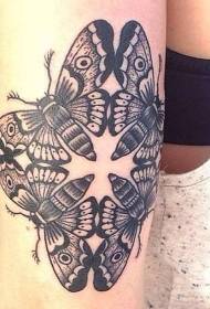Arm four black and white moth tattoo pattern