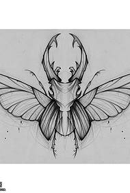 Manuscript line moth tattoo pattern