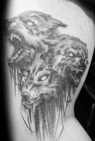 Črno-sivi divji trije psi vzorca tetovaže