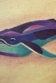 Vesiväri kaunis sininen valas tatuointi malli