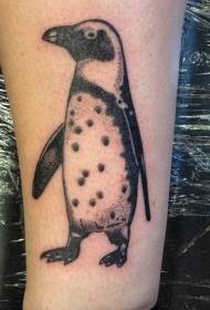Mielas, mažas, punktualus pingvinų tatuiruotės modelis