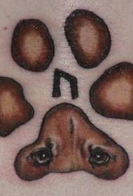 Dog footprints and eye tattoo pattern