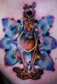 Cartoon dog colorful tattoo pattern
