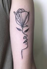 Plant Human Face Creative Tattoo _9 Creative Plants Human Face Simple Line Tattoo Pattern Picture