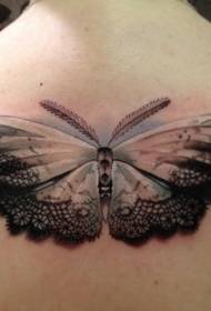 Lub xub pwg xim av txiav tiag tiag moth tattoo qauv