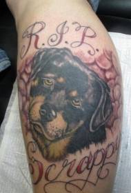 Legged fighting dog memorial color tattoo pattern