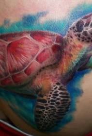 Beautiful realistic watercolor turtle tattoo pattern