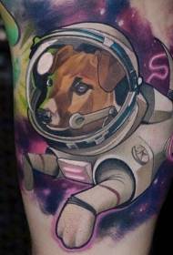 Painted space dog cartoon tattoo pattern