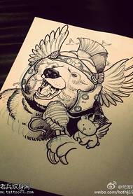 Flying bear cub tattoo manuscript pattern