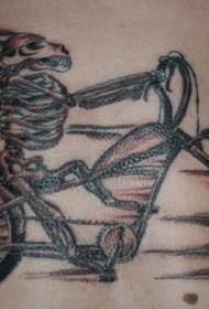 Esqueleto de cachorro fofo e padrão de tatuagem de bicicleta