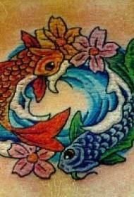 美麗的魚陰陽設計紋身圖案