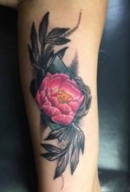 Patró de tatuatge de flors bonic patró de tatuatge de plantes pintades de colors hermosas