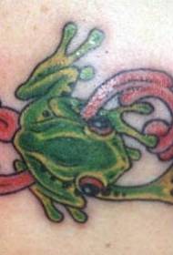 Leg color frog with floral tattoo pattern