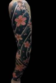 Шема на тетоважа со цреша со цвеќе, цветна сакура, тетоважа